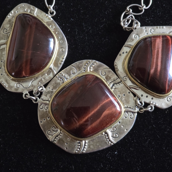 Silpada Sterling Silver Red Rocks Tigers Eye Necklace 20” - Picture 9 of 13